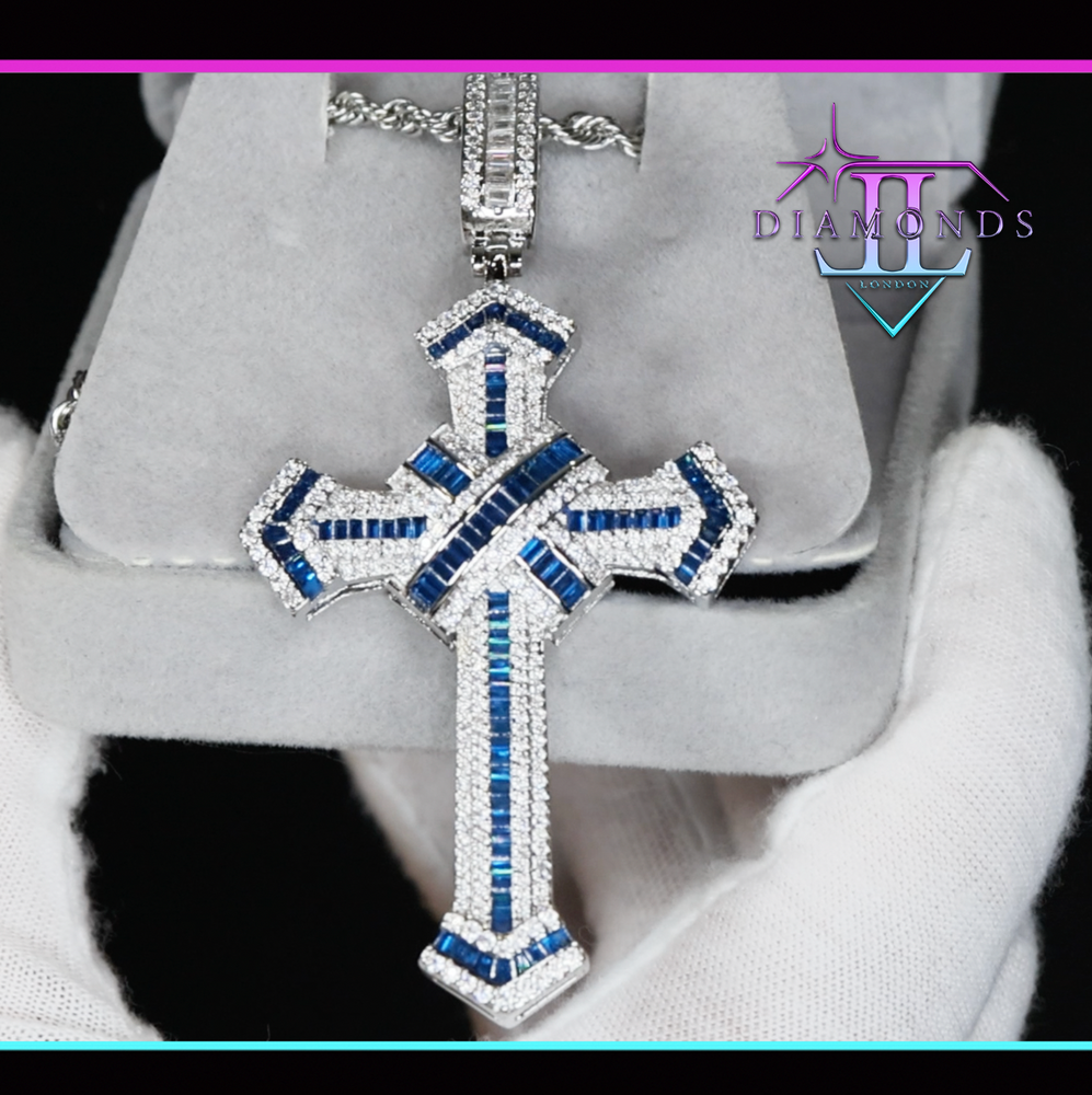 Blue Diamond Cross Pendant