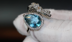 Aquamarine Blue Diamond Ring | Womens Ribbon Ring