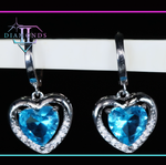 Blue Diamond Heart Earrings 