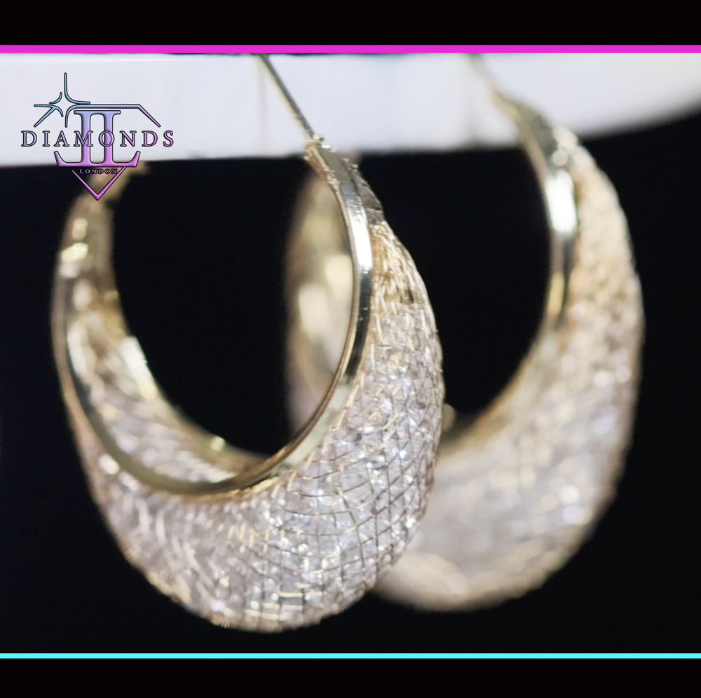Women's Gold Diamond Hoop Earrings
