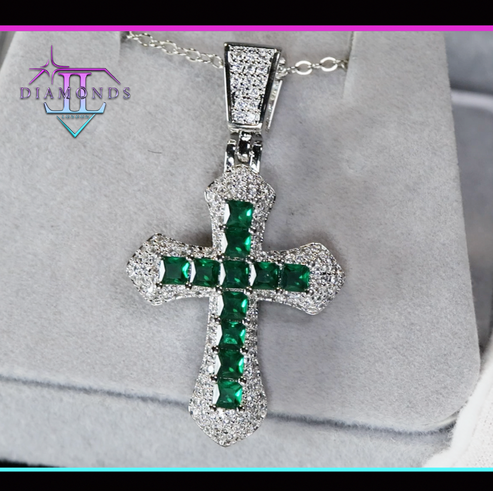 Green Diamond Cross Pendant