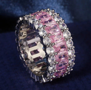 Pink Diamond Eternity Ring | Baguette Ring | Pink Diamond Ring