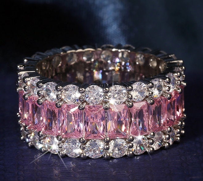 Pink Diamond Eternity Ring | Baguette Ring | Pink Diamond Ring