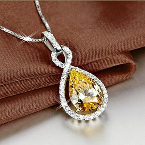 Yellow Diamond Necklace | Womens Diamond Necklace | Teardrop Necklace | Pear Shape Necklace | Womens Charm Necklace | Teardrop Pendant