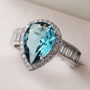 Teal Blue Diamond Ring | Pear Engagement Ring