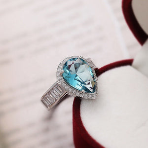 Teal Blue Diamond Ring | Pear Engagement Ring