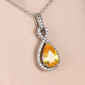 Yellow Diamond Necklace | Womens Diamond Necklace | Teardrop Necklace | Pear Shape Necklace | Womens Charm Necklace | Teardrop Pendant