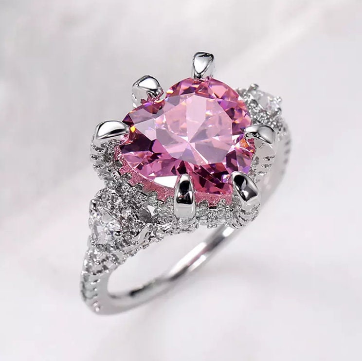 Pink Diamond Heart Ring | Heart Ring | Heart Shaped Ring | Heart Shape Ring