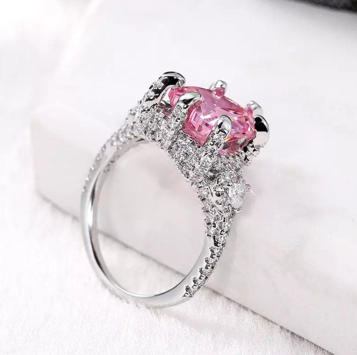 Pink Diamond Heart Ring | Heart Ring | Heart Shaped Ring | Heart Shape Ring