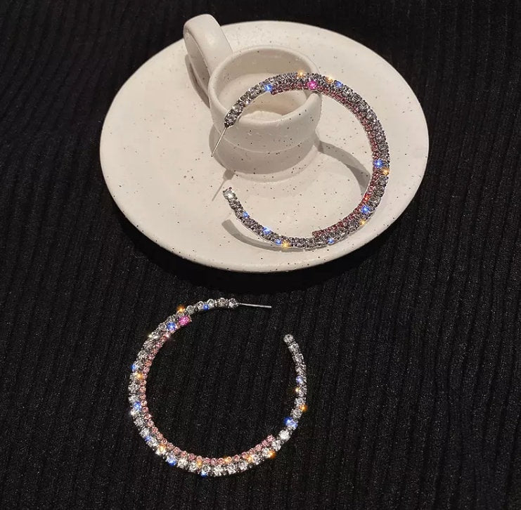 
            
                Load image into Gallery viewer, Diamond Hoop Earrings | Hoop Earrings | Womens Big Diamond Earrings | Hoop Earrings with Diamonds | Earrings | Big Hoop Earrings
            
        