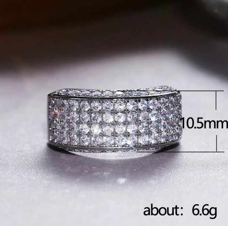 Promise Ring | Mens Wedding Ring | Iced Out Ring | Mens Pavé Ring | Diamond Wedding Band