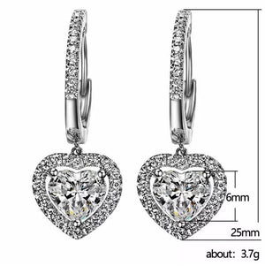 Diamond Heart Earrings | Womens Earrings | Heart earrings with Diamonds | Dangle Earrings | Womens Diamond Earrings | Earrings