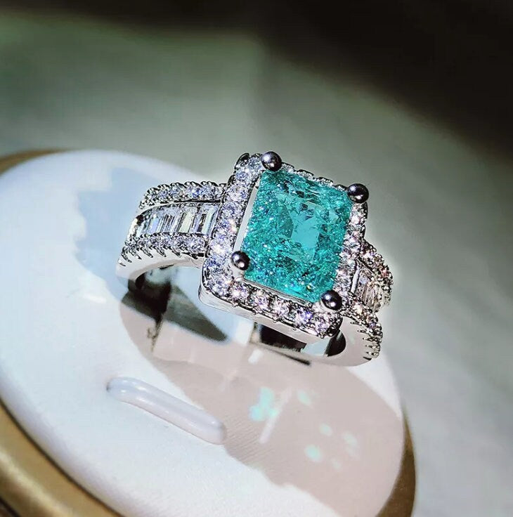 
            
                Load image into Gallery viewer, Aquamarine Ring | Aquamarine Engagement Ring | Blue Diamond Ring | Tourmaline Ring
            
        