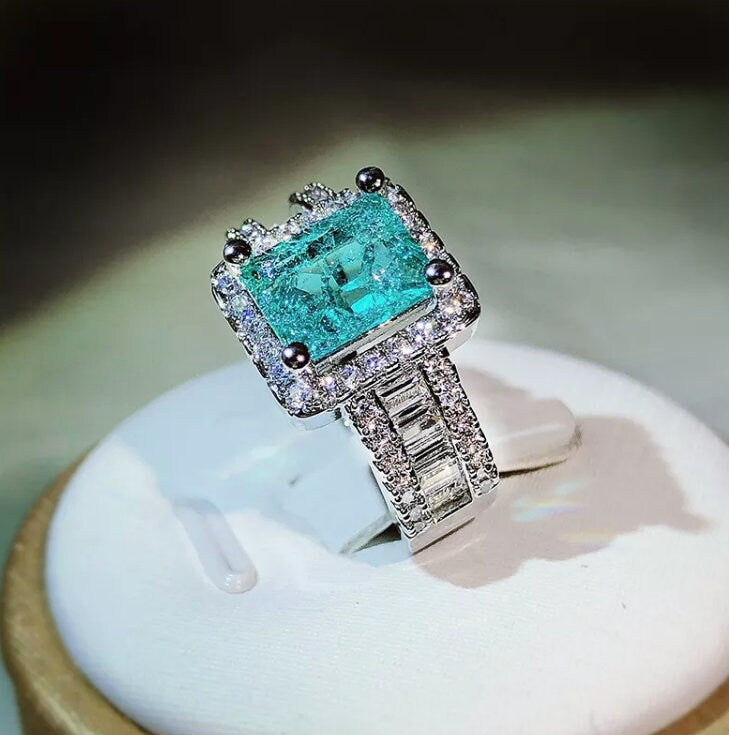 
            
                Load image into Gallery viewer, Aquamarine Ring | Aquamarine Engagement Ring | Blue Diamond Ring | Tourmaline Ring
            
        