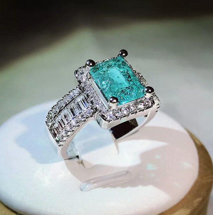 
            
                Load image into Gallery viewer, Aquamarine Ring | Aquamarine Engagement Ring | Blue Diamond Ring | Tourmaline Ring
            
        