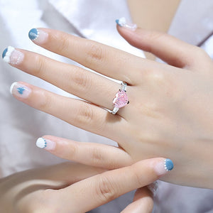 Womens Pink Diamond Heart Ring