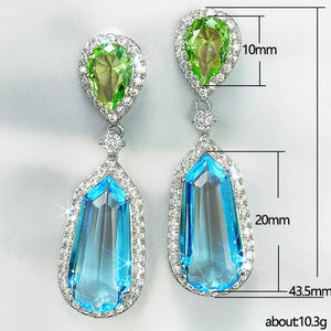 AQUAMARINE BLUE EARRINGS | GREEN DIAMOND EARRINGS