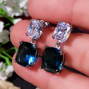 Teal blue diamond earrings | Green Diamond Earrings | Blue Diamond Earrings