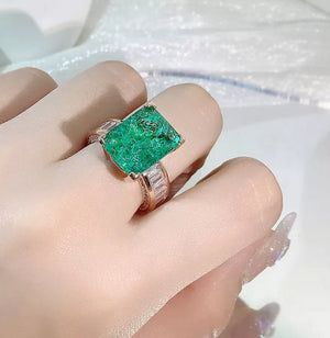 Rose Gold Engagement Ring | Womens Rose Gold Ring | Diamond Engagement Ring | Rose Gold Ring | Green Diamond Ring | Emerald Ring | Big Ring