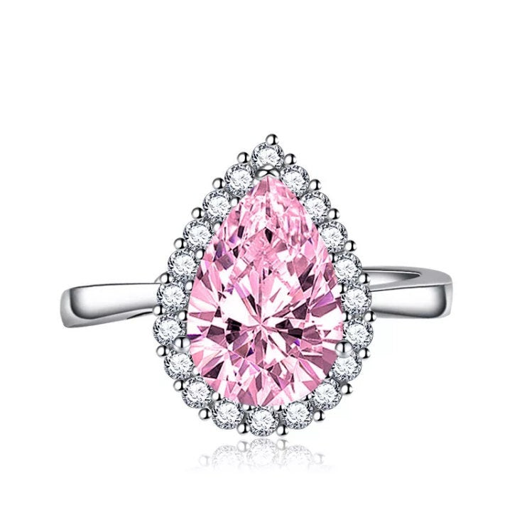 Womens Pink Diamond Ring | Pink Pear Cut Diamond Ring