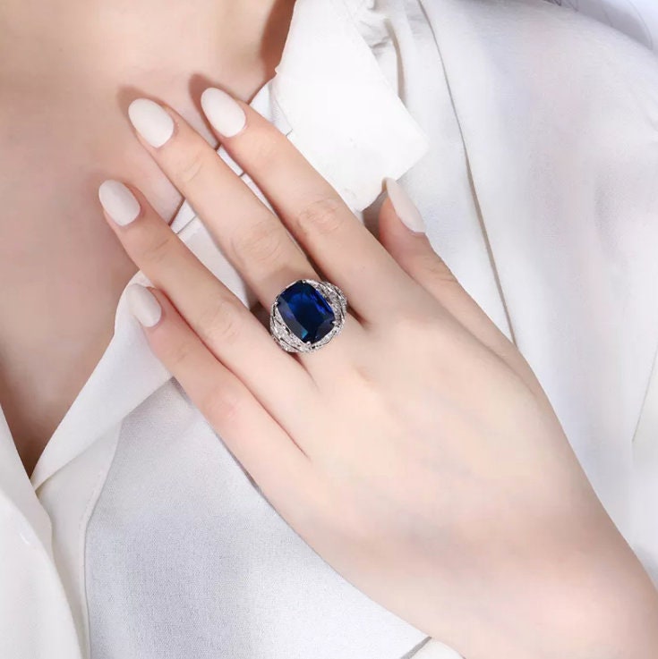 
            
                Load image into Gallery viewer, Blue Diamond Ring | Mens Blue Diamond Ring | Iced Out Ring | Womens Blue Diamond Ring | Mens Diamond Ring | Big Ring | Mens Iced Out Ring
            
        