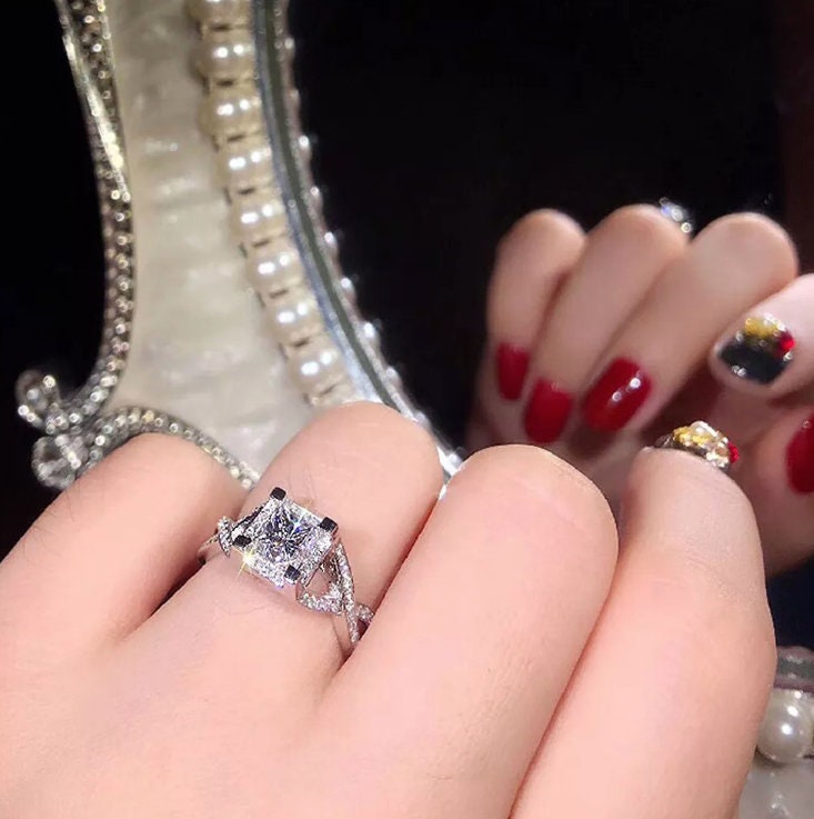 
            
                Load image into Gallery viewer, Engagement Ring | Princess Cut Diamond Ring | Diamond Engagement Rings | Womens Wedding Ring | Womens Engagement Ring | Infinity Ring
            
        