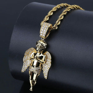 Angel Pendant | Iced Out Pendant | Angel Pendants | Diamond Cherub Pendant | Iced Necklace | Angel Necklace | Hip Hop Chain | Iced Jewellery