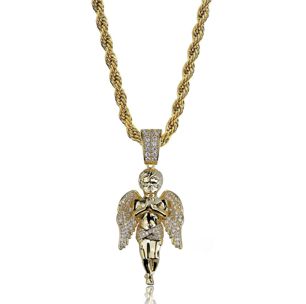 Angel Pendant | Iced Out Pendant | Angel Pendants | Diamond Cherub Pendant | Iced Necklace | Angel Necklace | Hip Hop Chain | Iced Jewellery