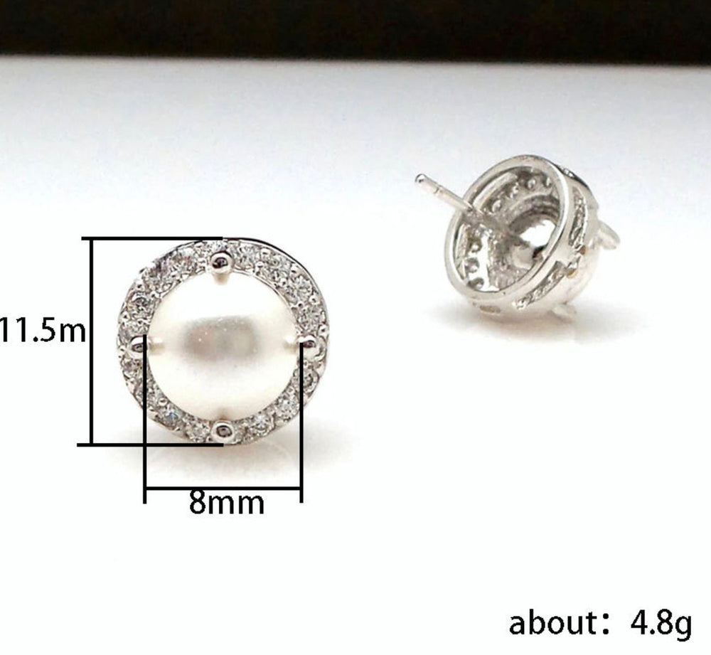 Pearl Earrings | Diamond Pearl Ear Studs | Womens Pearl Earrings | Pearl earrings with Diamonds | Womens Diamond Earrings | Pearl Ear Studs