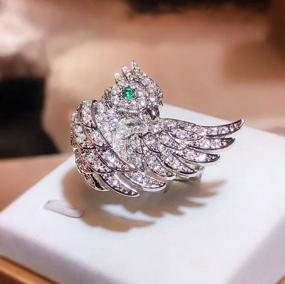 Diamond Bird Ring | Big Diamond Ring | Womens Statement Ring |  Diamond Wings Ring | Diamond Charm Ring | Womens Statement Ring | Bird Ring