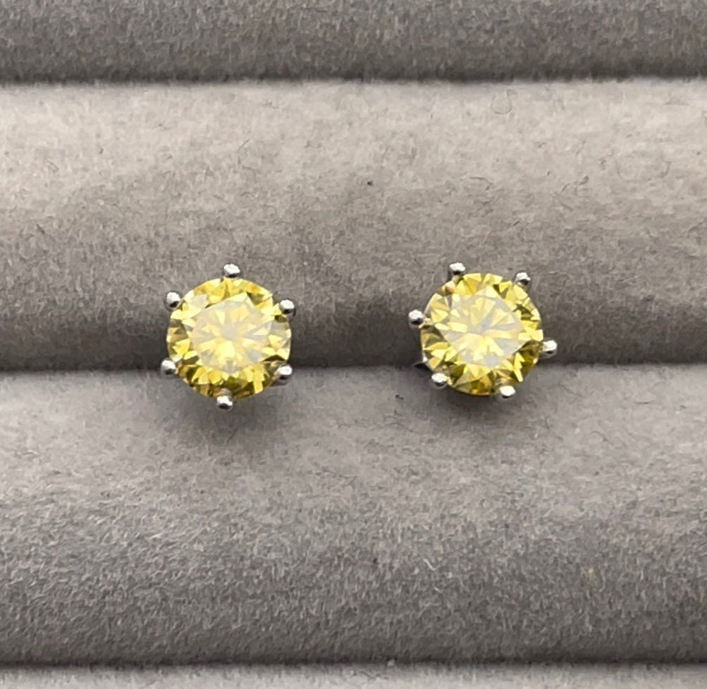 Yellow Moissanite Diamond Earrings