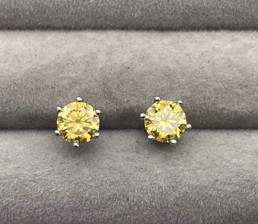 Yellow Moissanite Diamond Earrings