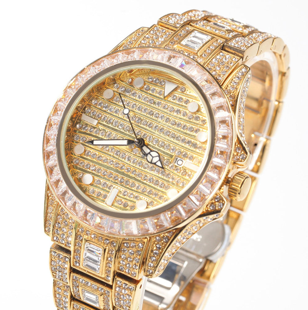 Iced Out Watch | Iced Watch | Mens Iced Out Watch | Hip Hop Watch | Baguette Watch | Diamond Watches | Rainbow Bezel Watch  | Rainbow Watch