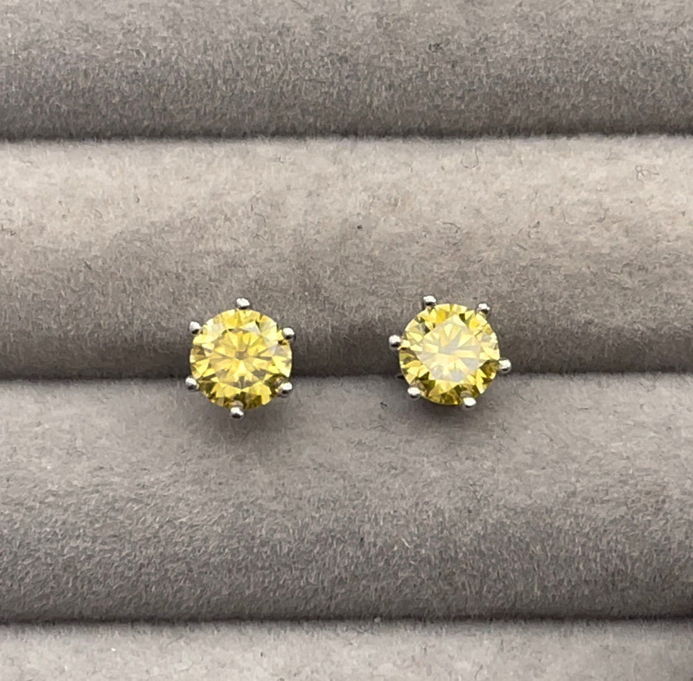 Yellow Moissanite Diamond Earrings