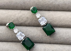 Green Diamond Earrings | Emerald Green Earrings | Emerald Diamond Earrings | Classy Earrings | Womens Earrings | Emerald Earrings