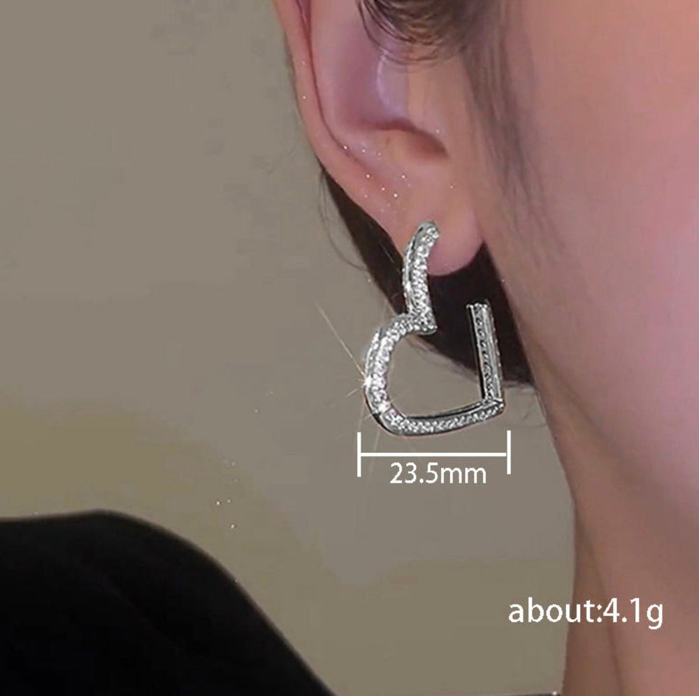 
            
                Load image into Gallery viewer, Diamond Heart Earrings | Heart Earrings | Womens Earrings | Heart earrings with Diamonds | Womens Diamond Earrings | Earrings
            
        