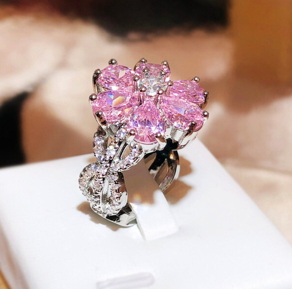 
            
                Load image into Gallery viewer, Pink Diamond Ring | Pink Diamond Flower Ring | Womens Pink Diamond Ring | Promise Ring | Womens Engagement Ring | Flower Ring | Love Ring
            
        