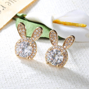 Diamond Rabbit Earrings | Gold Diamond Earrings | Womens Earrings | Diamond Ear Studs | Womens Gold Diamond Stud Earrings | Womens Ear Studs