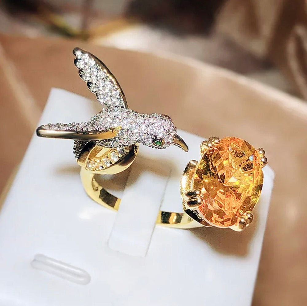 Diamond Bird Ring | Yellow Diamond Ring | Yellow Bird Diamond Ring ...