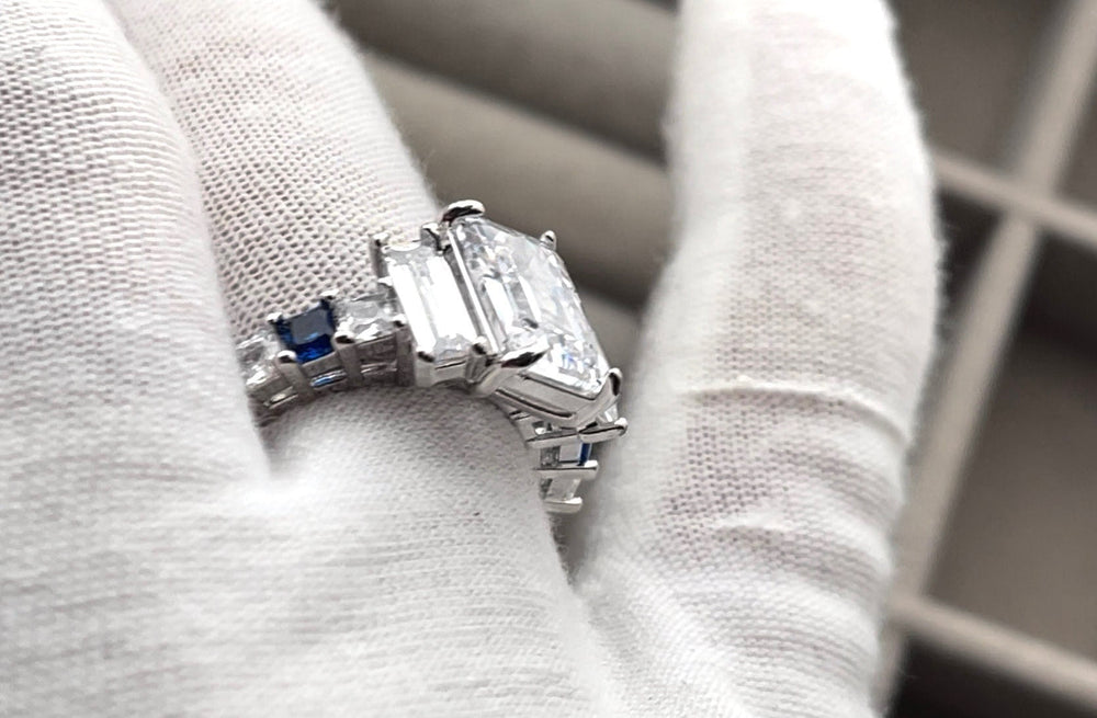 
            
                Load image into Gallery viewer, Blue Diamond Engagement Ring | Sapphire Wedding Ring | Wedding Ring | Blue Wedding Ring | Emerald Engagement Ring | Emerald Diamond Ring
            
        