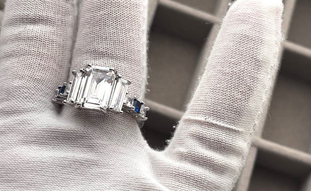 
            
                Load image into Gallery viewer, Blue Diamond Engagement Ring | Sapphire Wedding Ring | Wedding Ring | Blue Wedding Ring | Emerald Engagement Ring | Emerald Diamond Ring
            
        