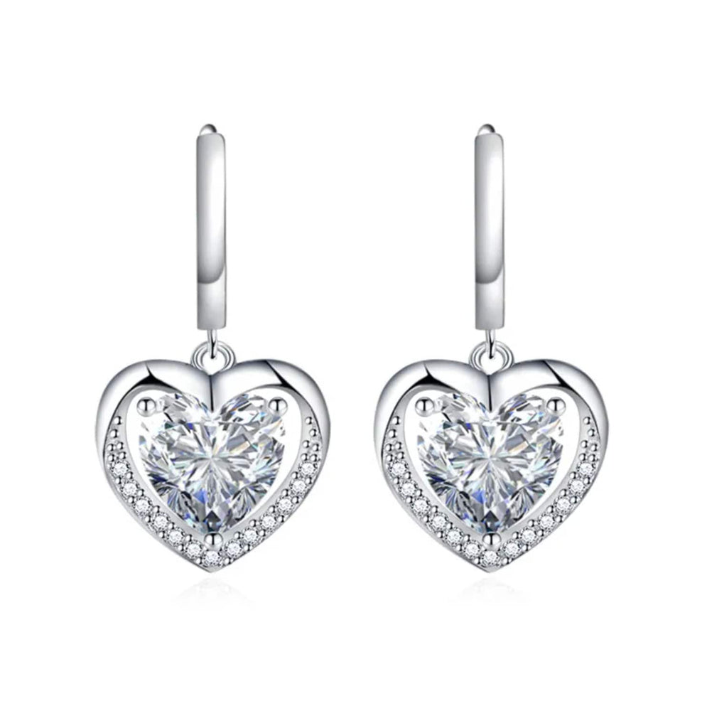 Diamond Earrings | Heart Earrings | Diamond Heart Earrings | Womens Earrings | Heart earrings with Diamonds | Hoop Earrings | Hoop Earring