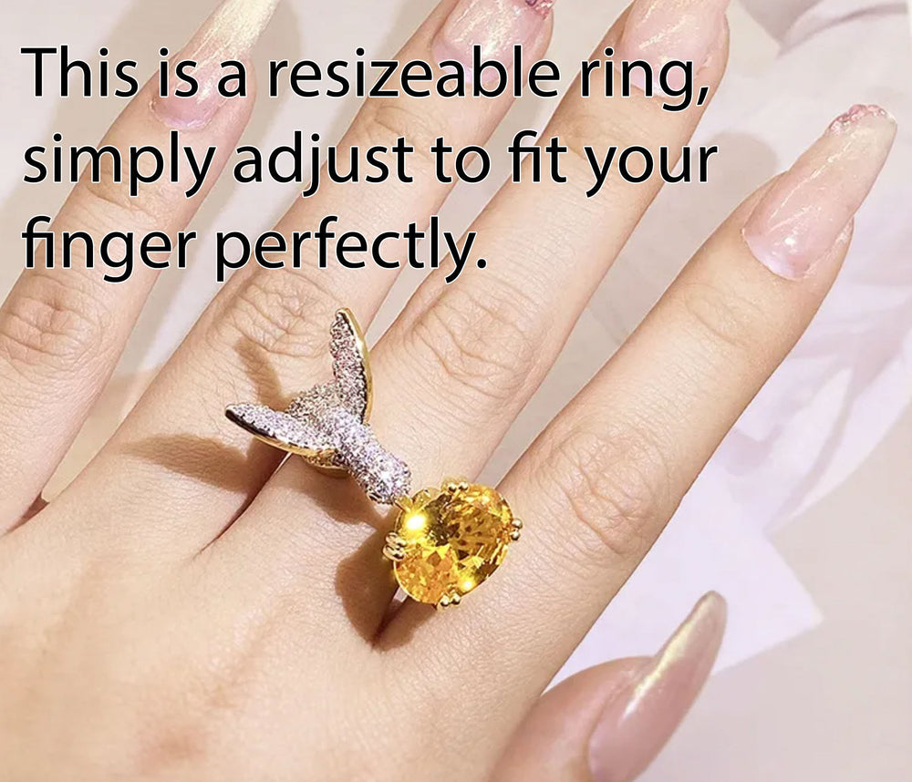 Diamond Bird Ring | Yellow Diamond Ring | Womens Statement Ring |  Womens Big Gold Ring | Yellow Bird Diamond Ring | Womens Yellow Gem Ring