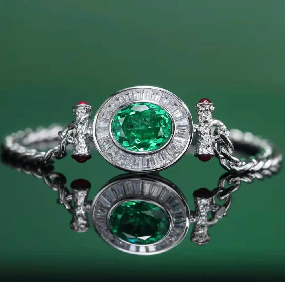 Womens Bracelet | Diamond Bracelet | Womens Diamond Bracelet | Green Gemstone Bracelet | Green Diamond Bracelet | Womens Silver Bracelets