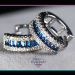 Blue Diamond Hoop Earrings