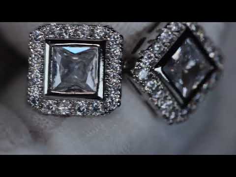 
            
                Load and play video in Gallery viewer, Princess Cut Diamond Ear Studs | Womens Stud Earrings | Mens Ear Studs
            
        