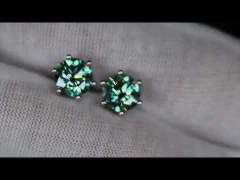 
            
                Load and play video in Gallery viewer, green lab grown diamond ear studs
            
        