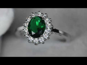 
            
                Load and play video in Gallery viewer, Womens Green Diamond Ring, Emerald Green Oval Diamond Ring
            
        