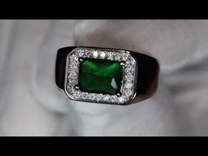 
            
                Load and play video in Gallery viewer, Mens Silver Green Diamond Ring | Mens Emerald Green Diamond Ring
            
        