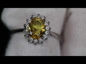 
            
                Load and play video in Gallery viewer, Yellow Diamond Ring | Womens yellow oval diamond ring
            
        